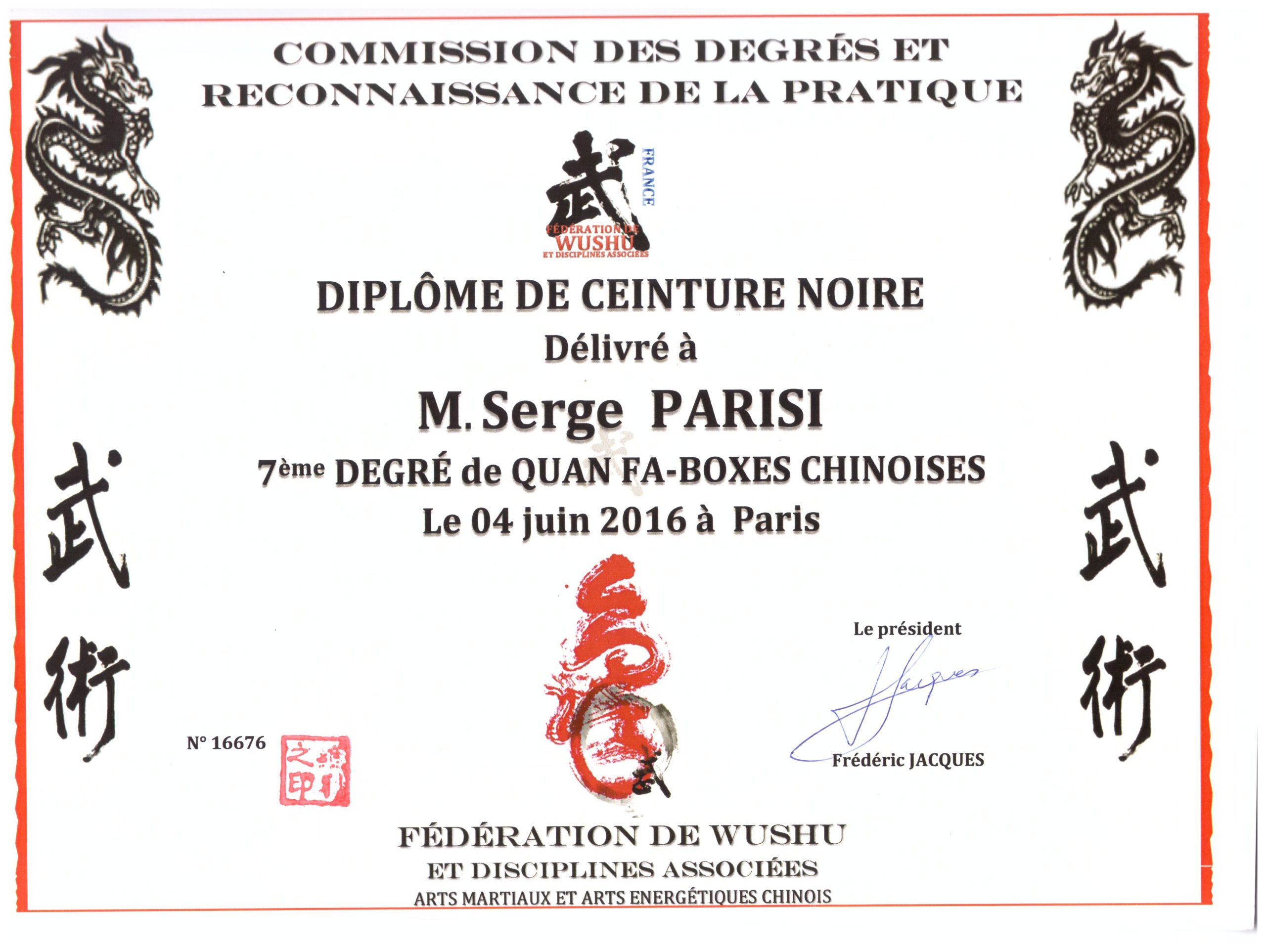 Serge Parisi 7ème duan